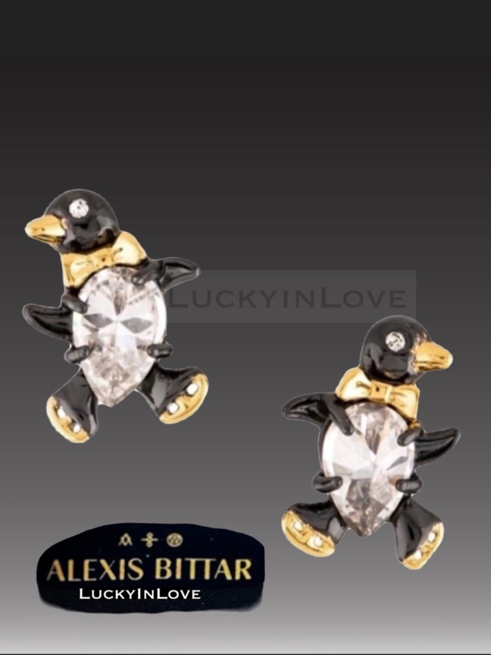 ALEXIS BITTAR • CZ Penguin Tuxedo Stud Earrings